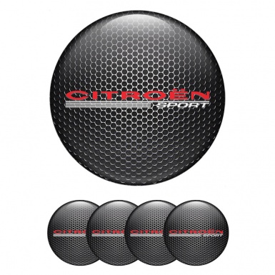 Citroen Sport Center Wheel Caps Stickers Dark Grate White Motif