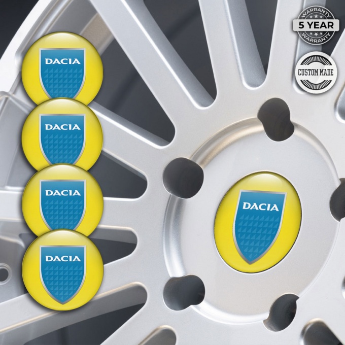 Dacia Silicone Stickers for Center Wheel Caps Yellow Glacial Shield ...