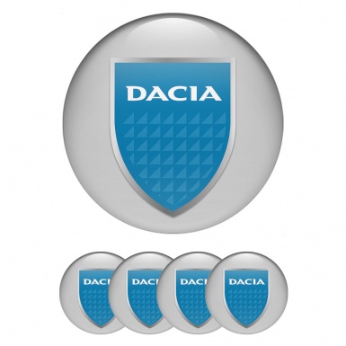Dacia Domed Stickers for Wheel Center Caps Grey Glacial Shield