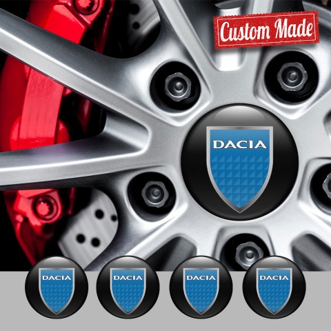 Dacia Emblem for Wheel Center Caps Black Ice Blue Shield