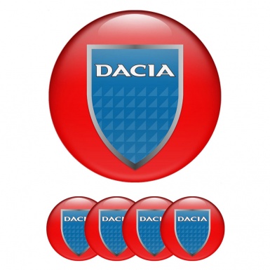 Dacia Center Wheel Caps Stickers Red Ice Blue Shield