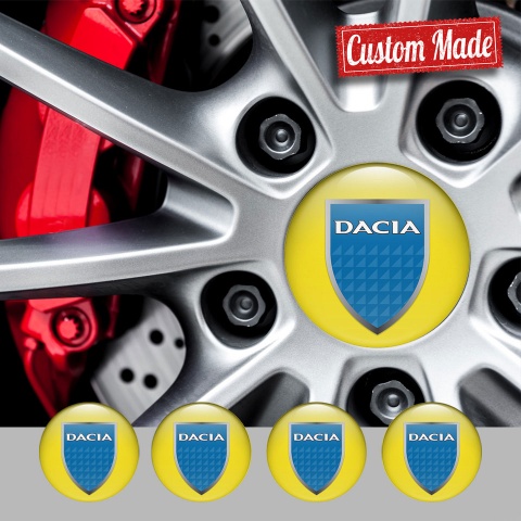 Dacia Emblems for Center Wheel Caps Yellow Ice Blue Shield
