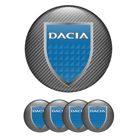 Dacia Center Caps Wheel Emblem Carbon Ice Blue Shield