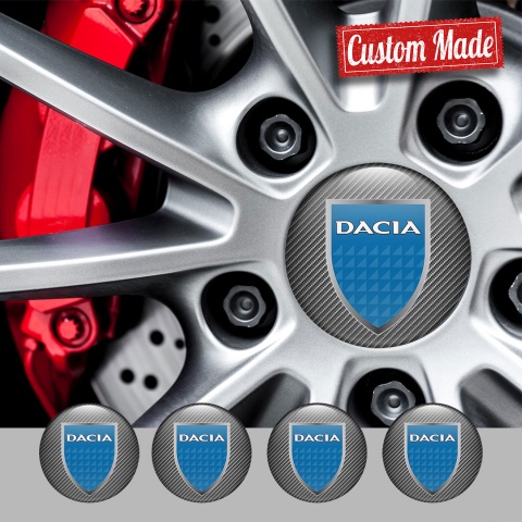 Dacia Center Caps Wheel Emblem Carbon Ice Blue Shield