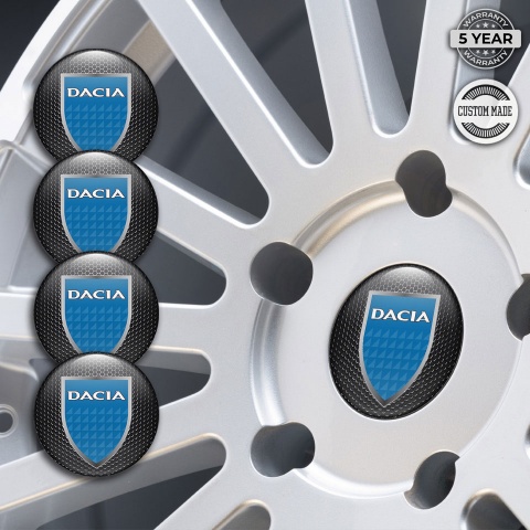 Dacia Domed Stickers for Wheel Center Caps Dark Grate Ice Blue Shield