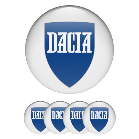 Dacia Stickers for Wheels Center Caps White Blue Crest