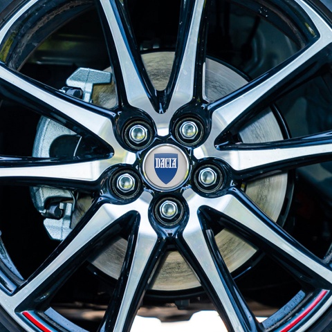 Dacia Center Wheel Caps Stickers Grey Blue Crest