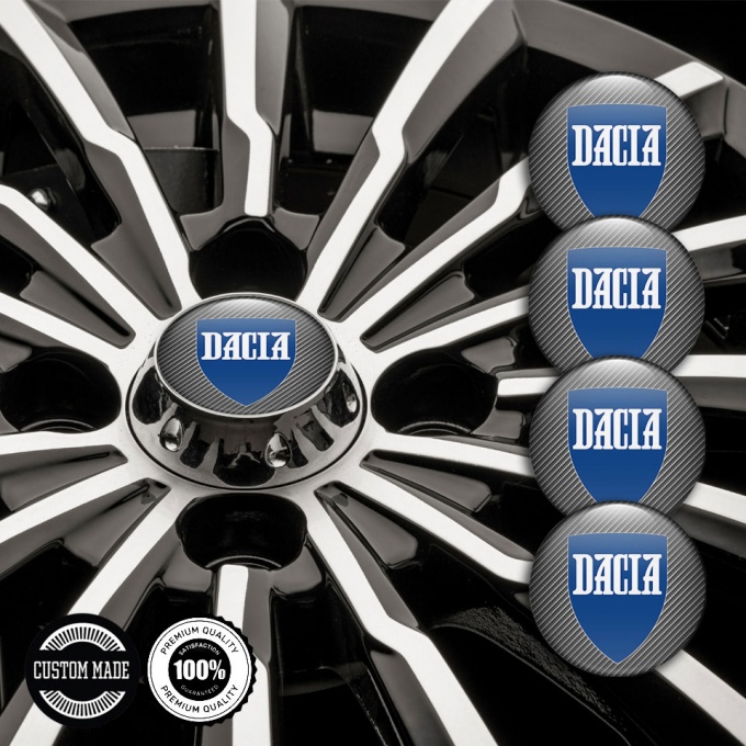 Dacia Silicone Stickers for Center Wheel Caps Caps Carbon Blue Crest ...