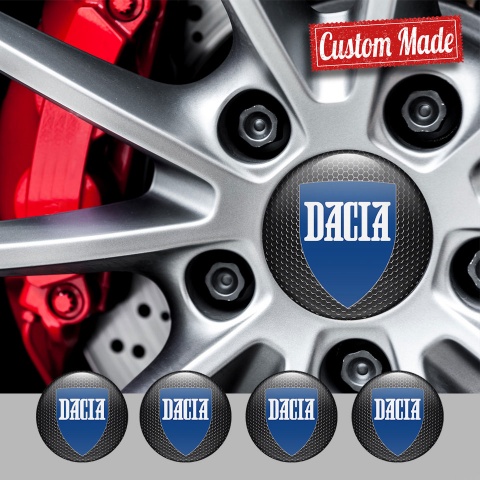 Dacia Domed Stickers for Wheel Center Caps Dark Grate Blue Crest