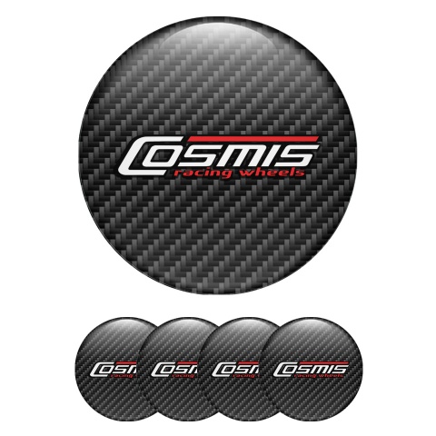 Cosmis Center Wheel Caps Stickers Black Carbon Fiber Edition