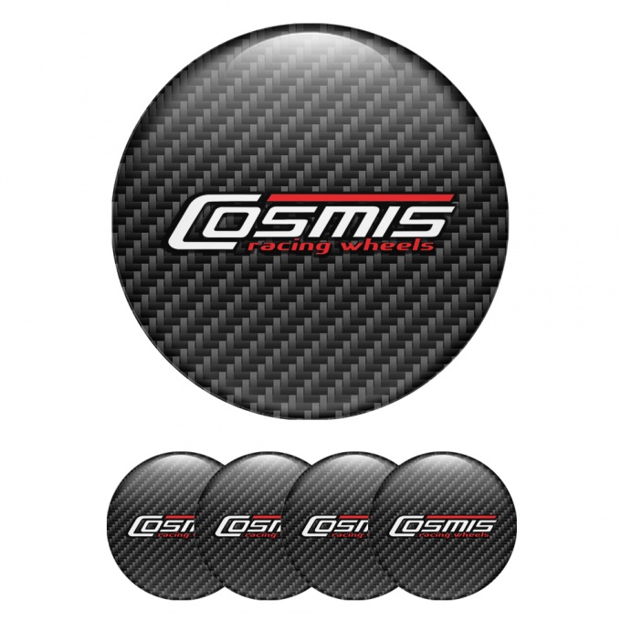 Cosmis Center Wheel Caps Stickers Black Carbon Fiber Edition