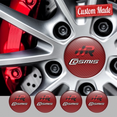 Cosmis Emblem for Wheel Center Caps Red Carbon Racing Design