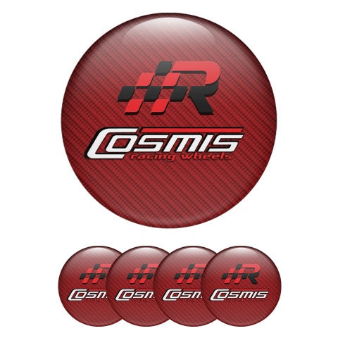 Cosmis Emblem for Wheel Center Caps Red Carbon Racing Design