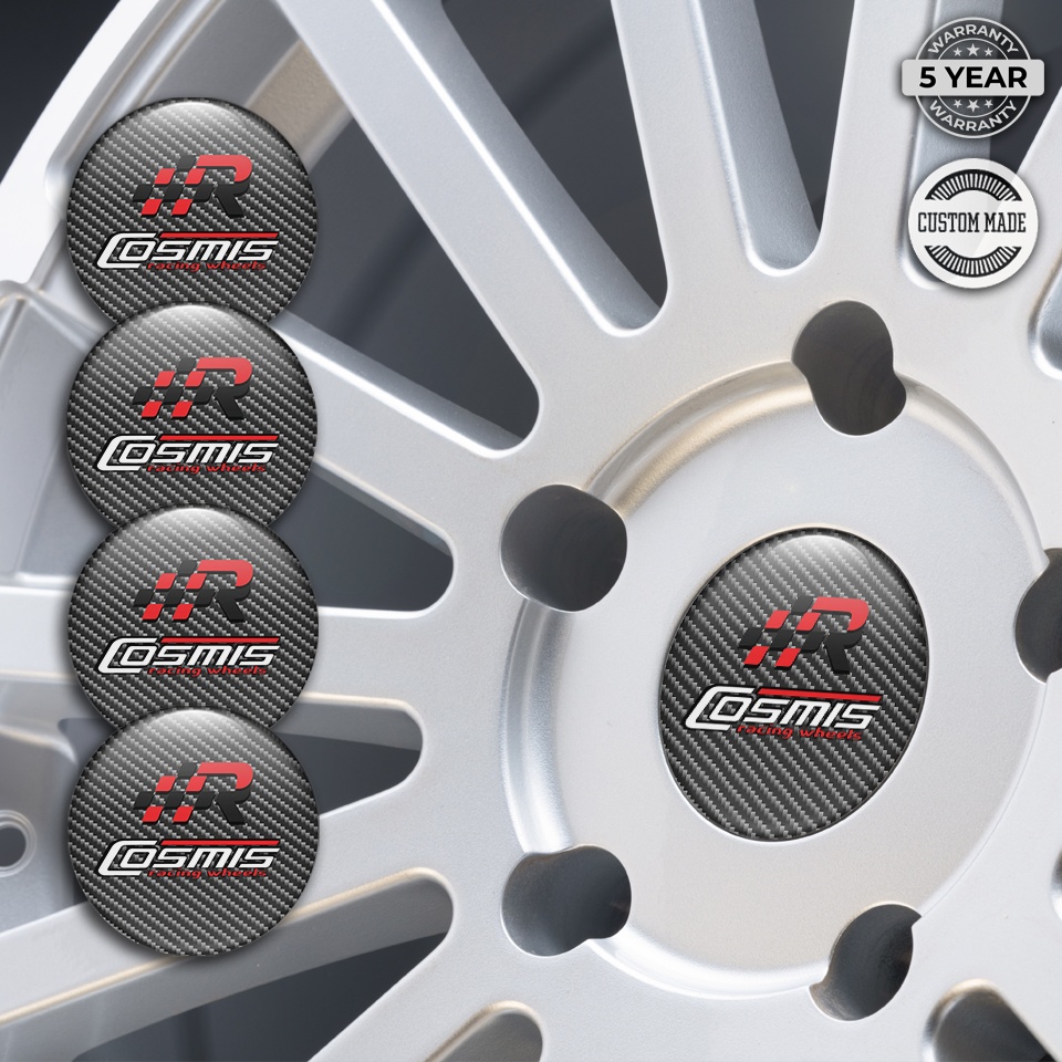 Cosmis Wheel Stickers for Center Caps Dark Carbon Racing Design | Wheel ...