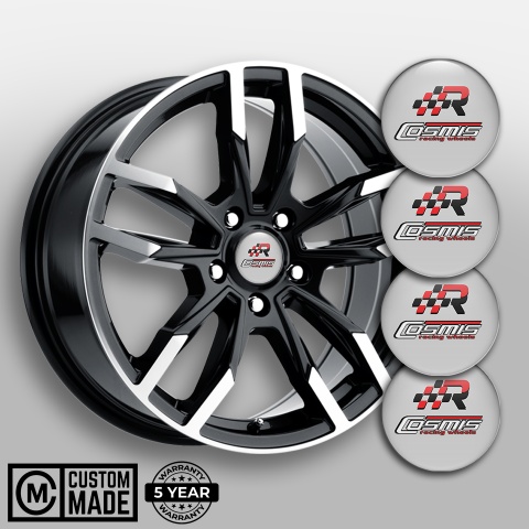 Cosmis Silicone Stickers for Center Wheel Caps Grey Racing Design