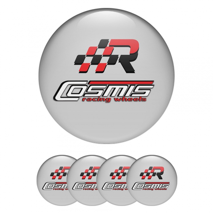 Cosmis Silicone Stickers for Center Wheel Caps Grey Racing Design