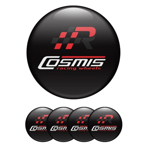 Cosmis Silicone Stickers for Center Wheel Caps Black Racing Design