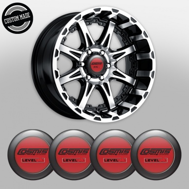 Cosmis Stickers for Wheels Center Caps Red Dark Ring Design