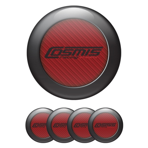 Cosmis Center Wheel Caps Stickers Red Carbon Dark Ring Design