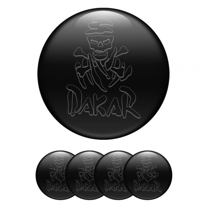 Dakar Center Caps Wheel Emblem Black Dark Logo