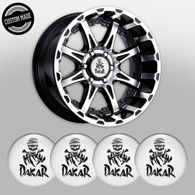 Dakar Silicone Stickers for Center Wheel Caps White Black Logo