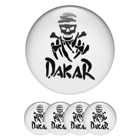 Dakar Silicone Stickers for Center Wheel Caps White Black Logo
