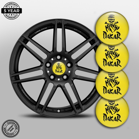 Dakar Wheel Emblem for Center Caps Yellow Black Logo