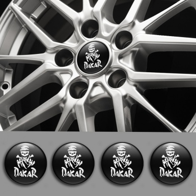 Dakar Center Wheel Caps Stickers Black White Logo