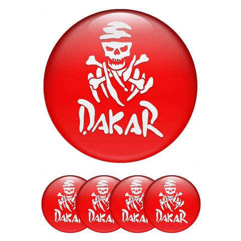 Dakar Wheel Stickers for Center Caps Red White Logo