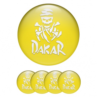 Dakar Center Caps Wheel Emblem Yellow White Logo