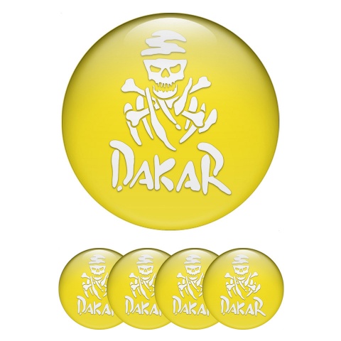 Dakar Center Caps Wheel Emblem Yellow White Logo
