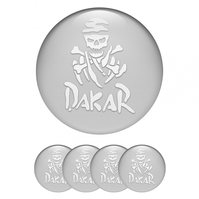 Dakar Silicone Stickers for Center Wheel Caps Grey White Logo