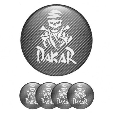 Dakar Domed Stickers for Wheel Center Caps Carbon White Logo