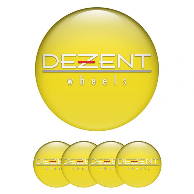 Dezent Stickers for Wheels Center Caps Yellow White Logo