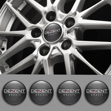 Dezent Center Wheel Caps Stickers Dark Grate White Logo