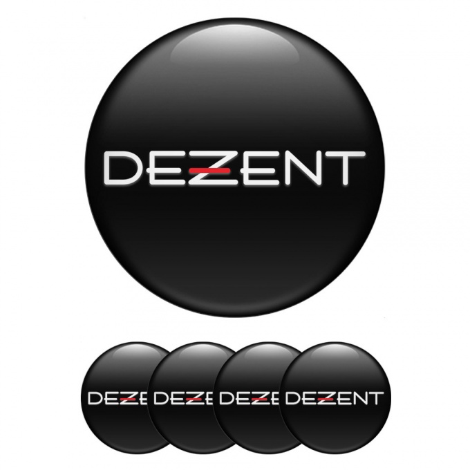 Dezent Wheel Stickers for Center Caps Black Clean White Logo