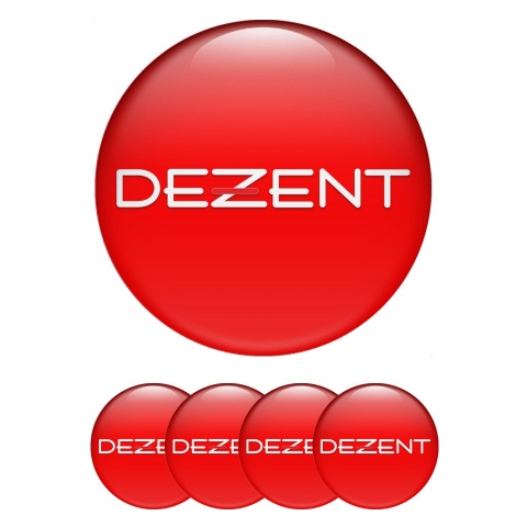 Dezent Stickers for Wheels Center Caps Red Clean White Logo