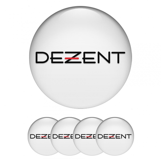 Dezent Domed Stickers for Wheel Center Caps White Clean Black Logo