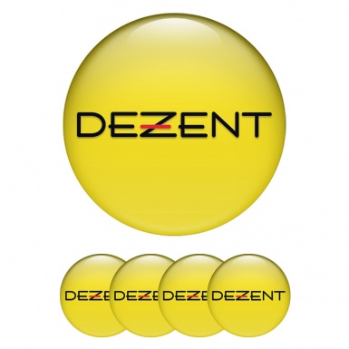 Dezent Stickers for Wheels Center Caps Yellow Clean Black Logo