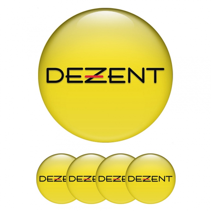 Dezent Stickers for Wheels Center Caps Yellow Clean Black Logo