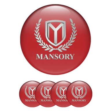 Mansory Emblems for Center Wheel Caps Dark Red Silver Logo