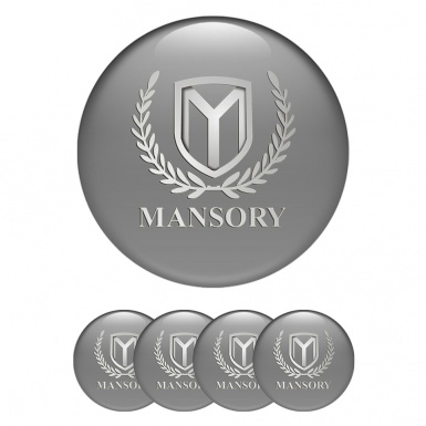 Mansory Wheel Stickers for Center Caps Grey Silver Logo