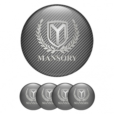 Mansory Silicone Stickers for Center Wheel Caps Light Carbon Silver Logo