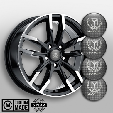 Mansory Silicone Stickers for Center Wheel Caps Light Carbon Silver Logo