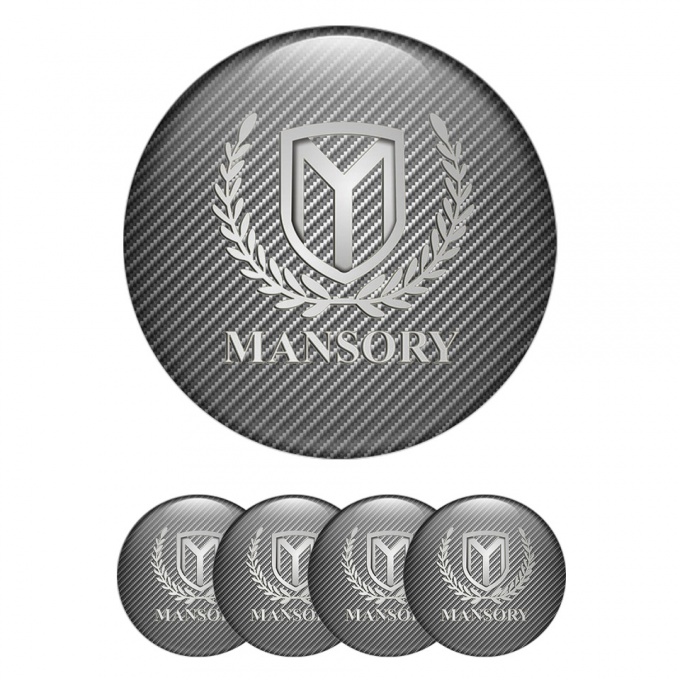 Mansory Silicone Stickers for Center Wheel Caps Light Carbon Silver Logo