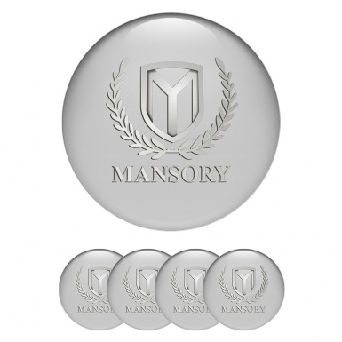 Mansory Wheel Emblem for Center Caps Light Grey Silver Logo