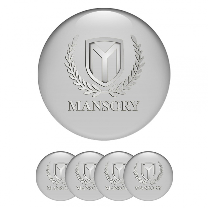 Mansory Wheel Emblem for Center Caps Light Grey Silver Logo