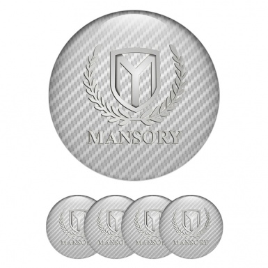 Mansory Stickers for Wheels Center Caps White Carbon Silver Logo