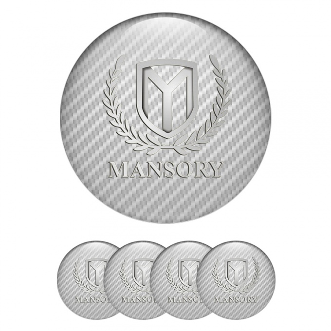 Mansory Stickers for Wheels Center Caps White Carbon Silver Logo