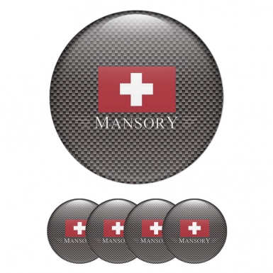 Mansory Wheel Stickers for Center Caps Grey Carbon Red Crest Logo